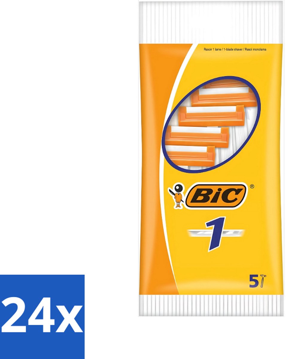 Bic - Scheermesjes - Enkel Mesje - Wegwerpmesjes - 5 Scheermesjes - Voordeelverpakking - 24 stuks