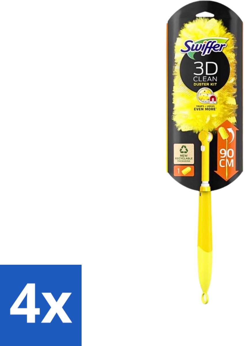 Swiffer - Duster XXL - Telescopische Plumeau - 360° Stofverwijdering - Handvat + 1 Doek - Voordeelverpakking - 4 stuks