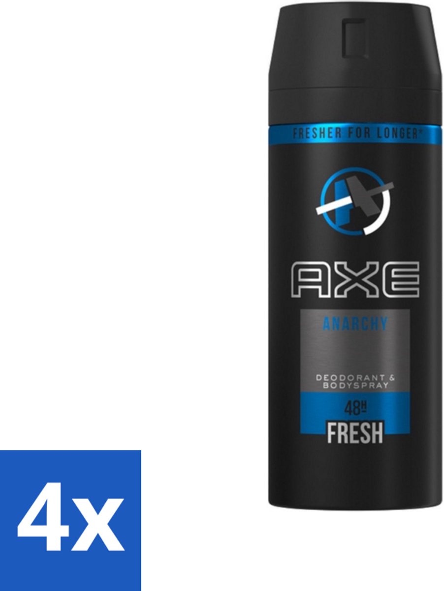 4 x Axe - Deodorant Bodyspray - 48hrs Fresh - Anarchy for Him - 150 ml - Axe Anarchy For Him - Deodorant Bodyspray - Mannelijke Geur - Frisse Geur - Langdurige Bescherming