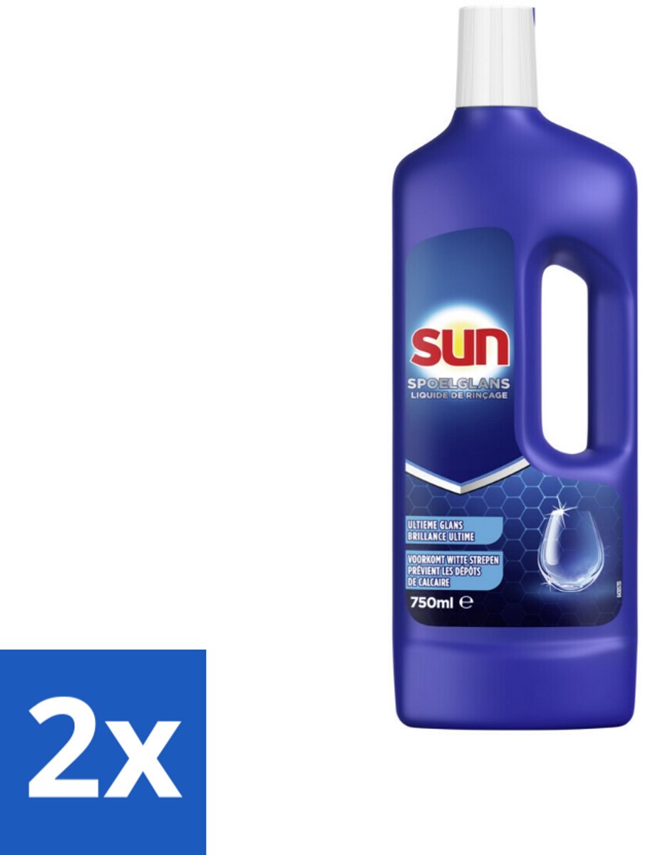 2 x Sun Spoelglans Normaal 750 ml - Spoelglans - Vaatwasmachine - Droogtijd - Kalkaanslag - Strepen