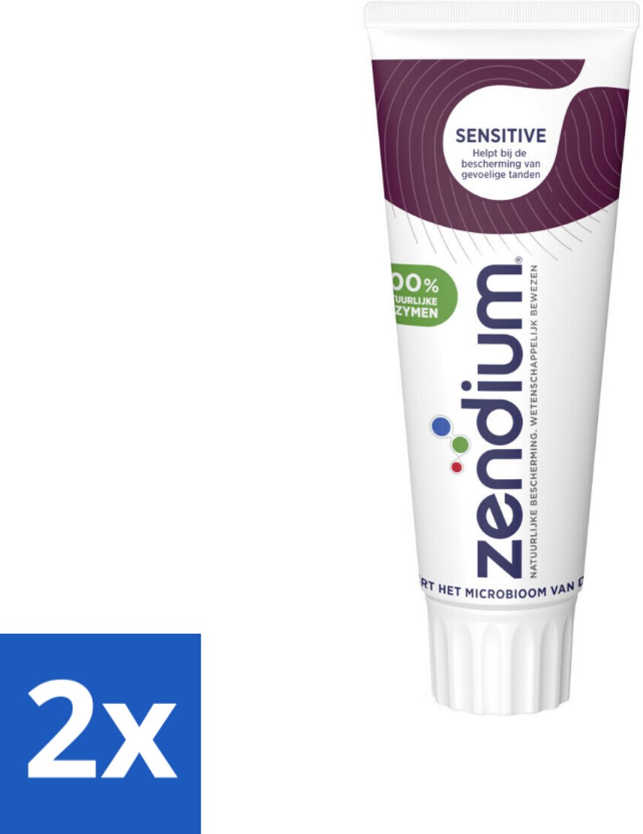 2 x Zendium Tandpasta Sensitive 75 ml - Gevoelige Tanden - Natuurlijke Enzymen - Mondgezondheid - Fluoride - SLS-vrije Tandpasta