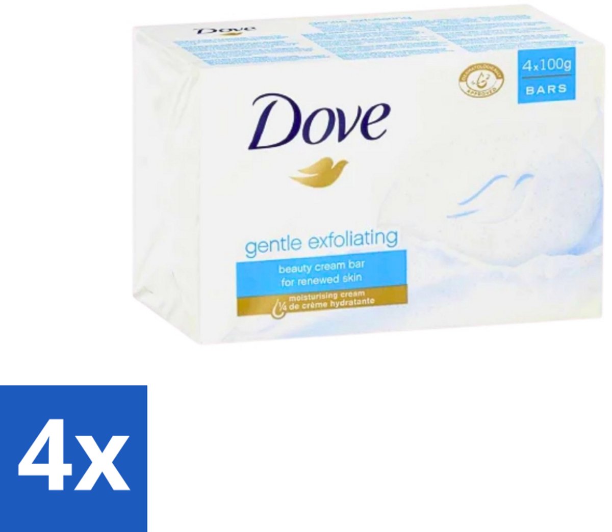 4 x Dove - Zeep - Gentle Exfoliating - Verfrissend - 4 x 100 g - Dove Beauty Bar - Exfolierende Zeep - Zachte Huid - Vochtige Huid - Huidverzorging