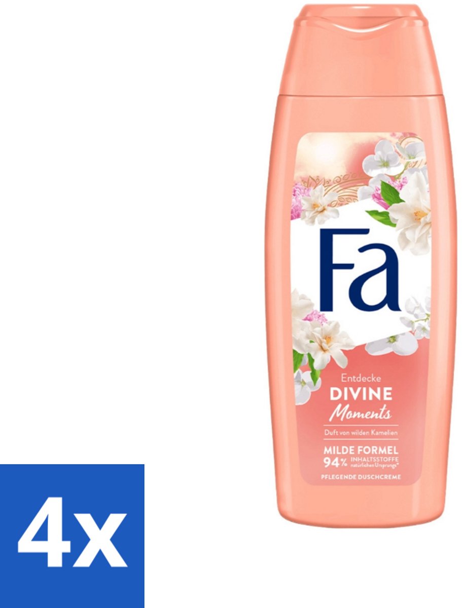 4 x Fa - Douchecrème - Divine Moments - Verzorgen & Voeden - Verfrissend - 250 ml - Douchecrème - Douchecreme - Camelia Geur - Luxe Douchecrème - Natuurlijke Ingrediënten