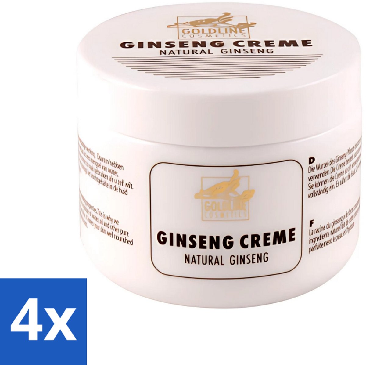 4 x Goldline - Bodycrème - Natural Ginseng - Verzorgend & Versterkend - 250 ml - Ginseng Bodycrème - Huidverzorging - Natuurlijke Huidcrème - Huidversterking - Hydratatie
