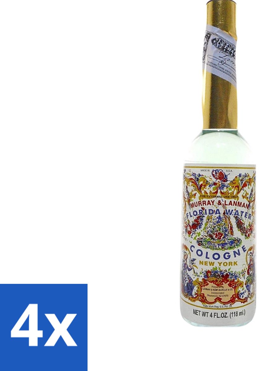 4 x Murray & Lanman - Florida Water - Eau de Cologne - Verfrissende Geur - 221 ml - Florida Water - Eau De Cologne - Geurverspreider - Parfum - Fris