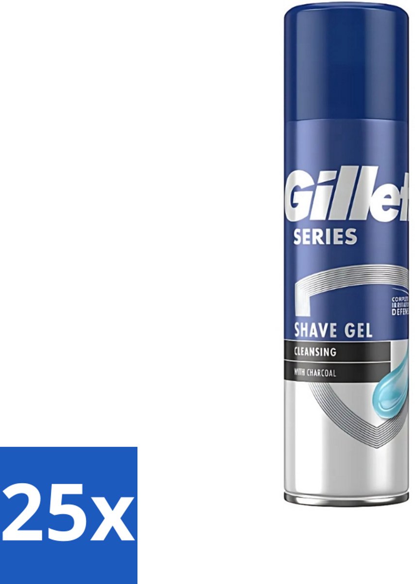 Gillette Series - Scheergel - Cleansing - Charcoal - Verfrissend en reinigend - 200 ml - Bulkverpakking - 25 stuks