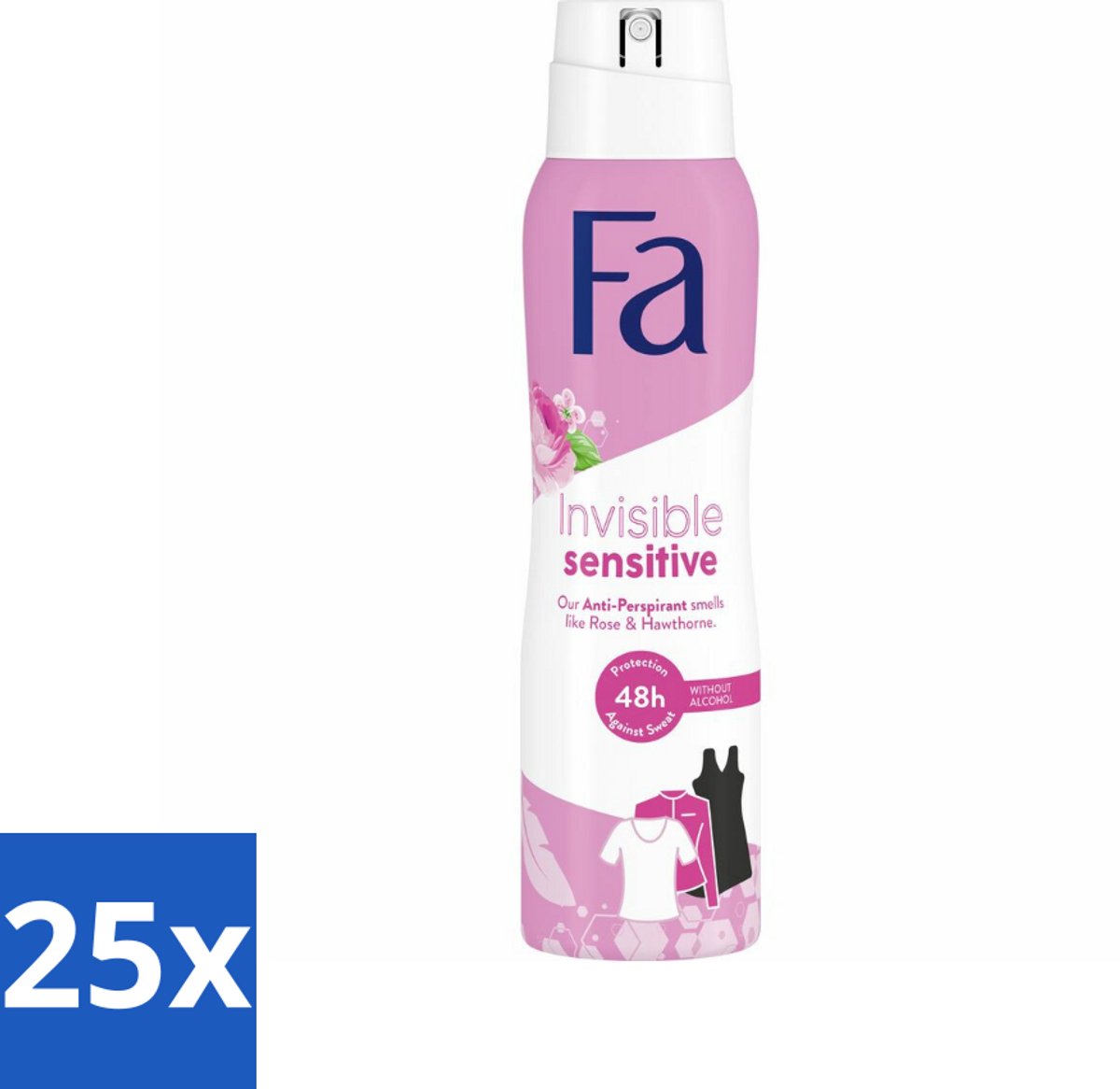 Fa Deodorant Spray Invisible Sensitive 150 ml - Bulkverpakking - 25 stuks