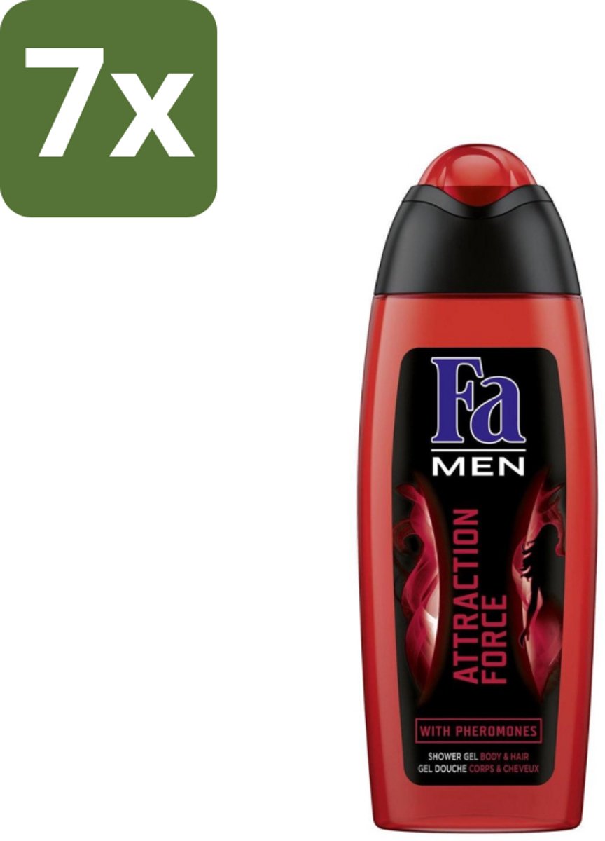 7 x Fa - Douchegel - Attraction Force - Mannen Lichaam & Haar - Bergamot & Limoen - Verfrissend - 250 ml - Douchegel Mannen - Douchegel Lichaam Haar - Bergamot Limoen - Verfrissend - 2 In 1 Douchegel