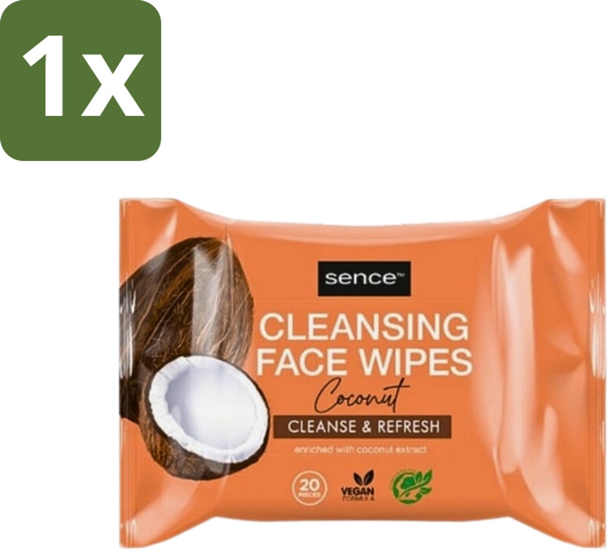 1 x Sence - Coconut - Gezichtsreinigingsdoekjes - Verzorgend - 20 Doekjes - Gezichtsreinigingsdoekjes - Kokos - Huidverzorging - Make-up Verwijderen - Hydrateren