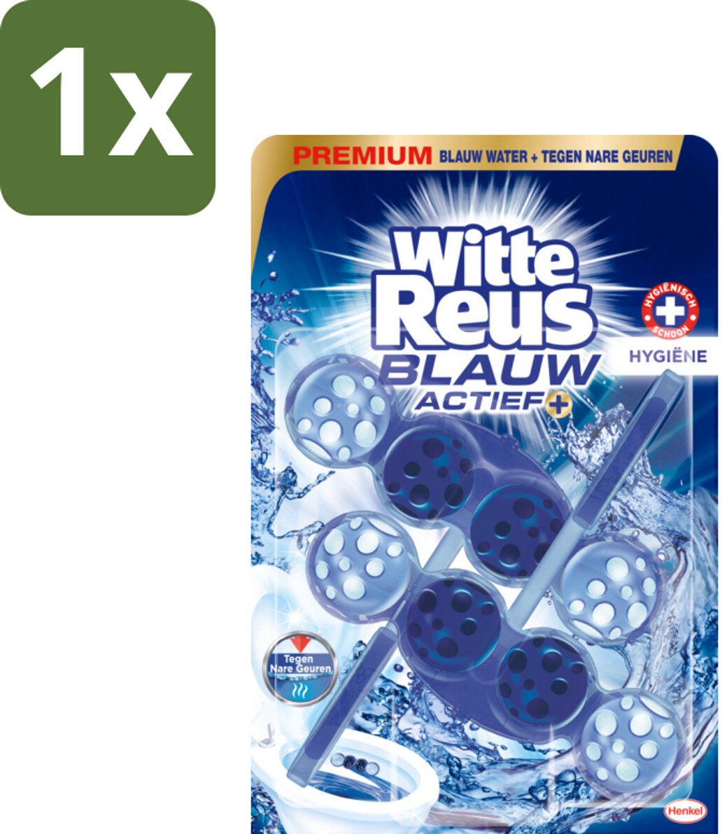 1 x Witte Reus Toiletblok Blauw Actief Hygiëne 2 stuks per verpakking - Toiletblok - Hygiëne - Blauw Water - Reiniging - Kalkaanslag