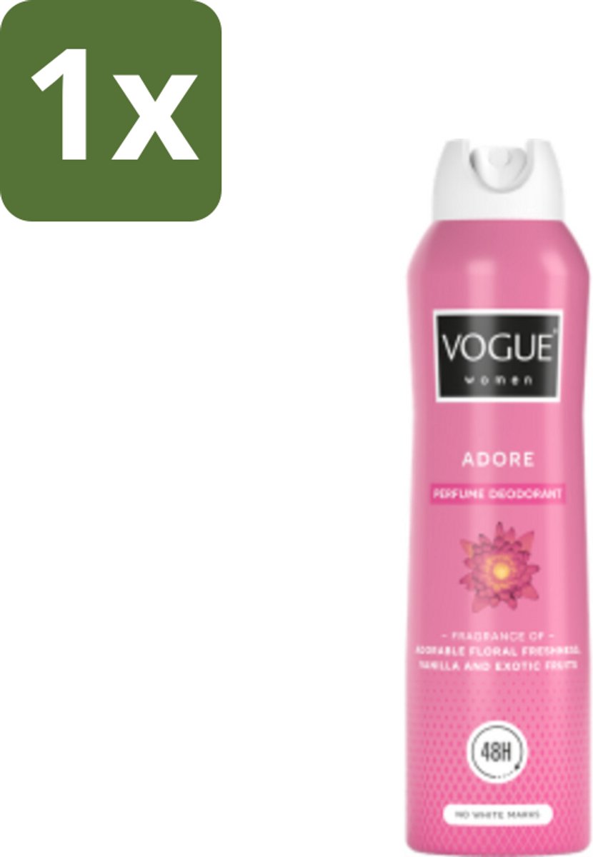 1 x Vogue Adore Parfum Deodorant 150 ml - Parfum Deodorant - Parfum En Deodorant - 24 Uur Bescherming - Zweetbescherming - Geur Van Bloemige Frisheid