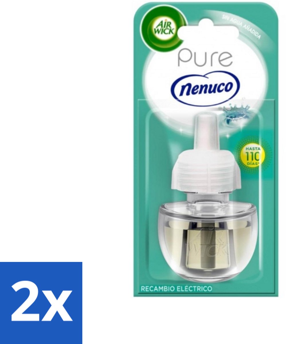 2 x Air Wick - Luchtverfrisser Navulling - Pure Nenuco - Elektrische Geurverspreider - 19 ml - Nenuco Geur - Air Wick Geurverspreider - Navulling - Elektrische Geurverspreider - Essentiële Oliën