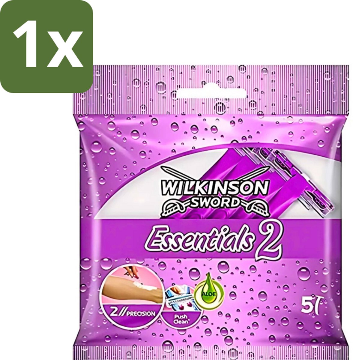 1 x Wilkinson - Wegwerpscheermesjes Essentials 2 - Voor Dames - Antislip Greep - 5 scheermesjes - Wegwerpscheermesjes - Scheermesjes Voor Dames - Antislip Handgreep - Scherpe Mesjes - Dagelijks Gebruik