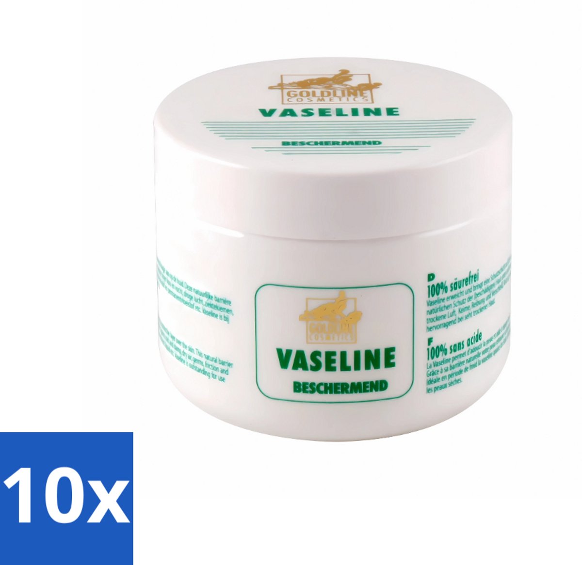 10 x Goldline - Vaseline - Huidverzorging - Beschermend & Hydraterend - 250 ml - Huidverzorging - Hydratatie - Bescherming - Droge Huid - Uitdroging