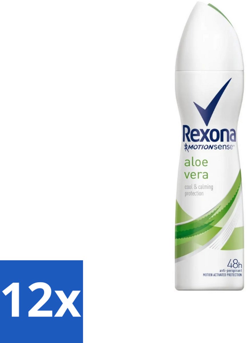 12 x Rexona - Fresh Aloe Vera - Deodorant Spray - 150 ml - Deodorant Spray - Aloë Vera - 48 Uur Bescherming - Zweet En Geur - Huid Verzorging