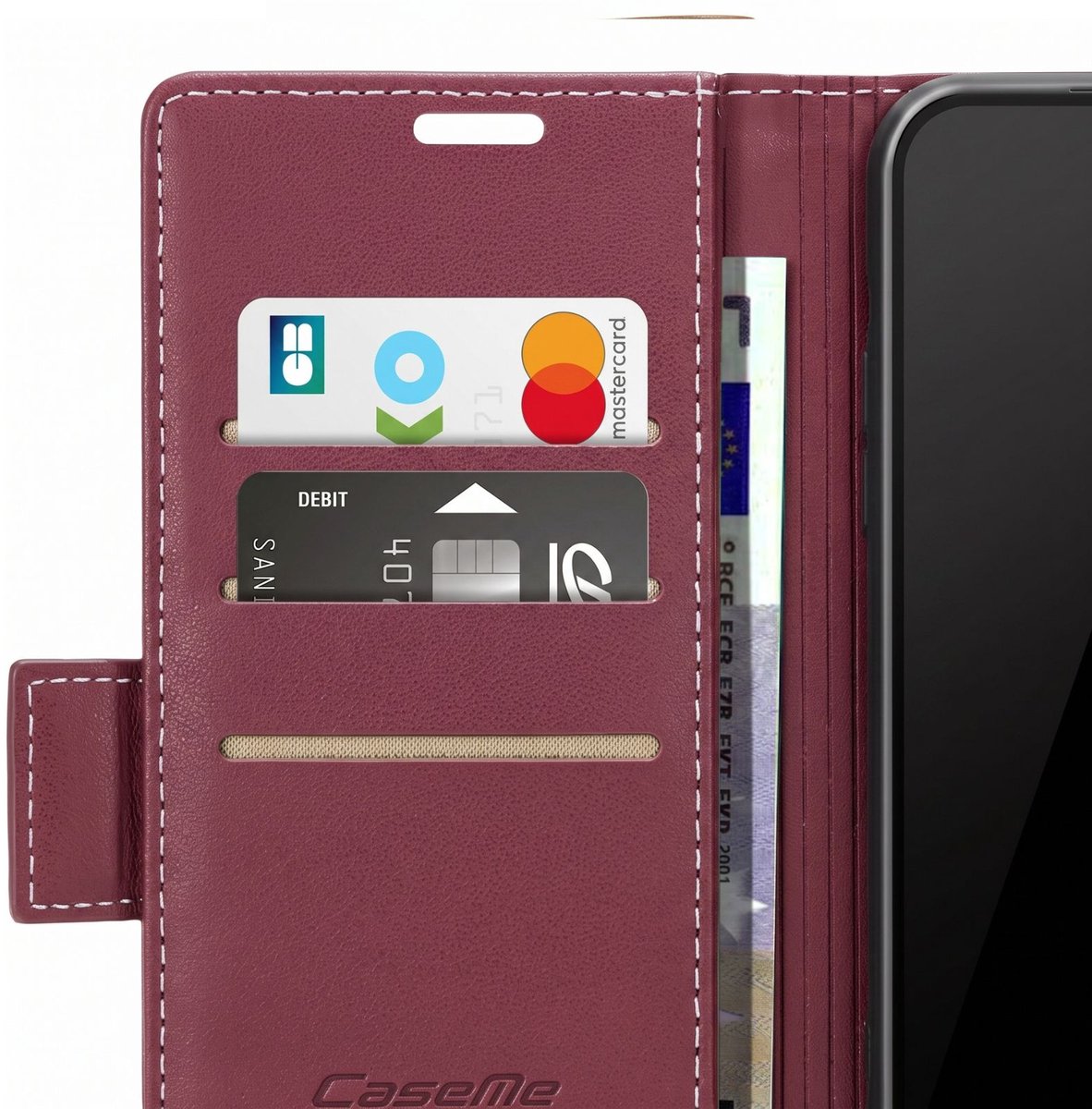 Caseme, Wallet Hoesje geschikt voor Google Pixel 10a Anti-RFID met Standaard, Bordeaux