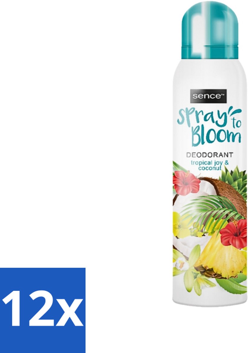 12 x Sence - Tropical Joy & Coconut - Deodorant - Exotisch - 150 ml - Kokos Geur - Tropisch Fruit - Exotische Geur - Deodorant - Frisheid