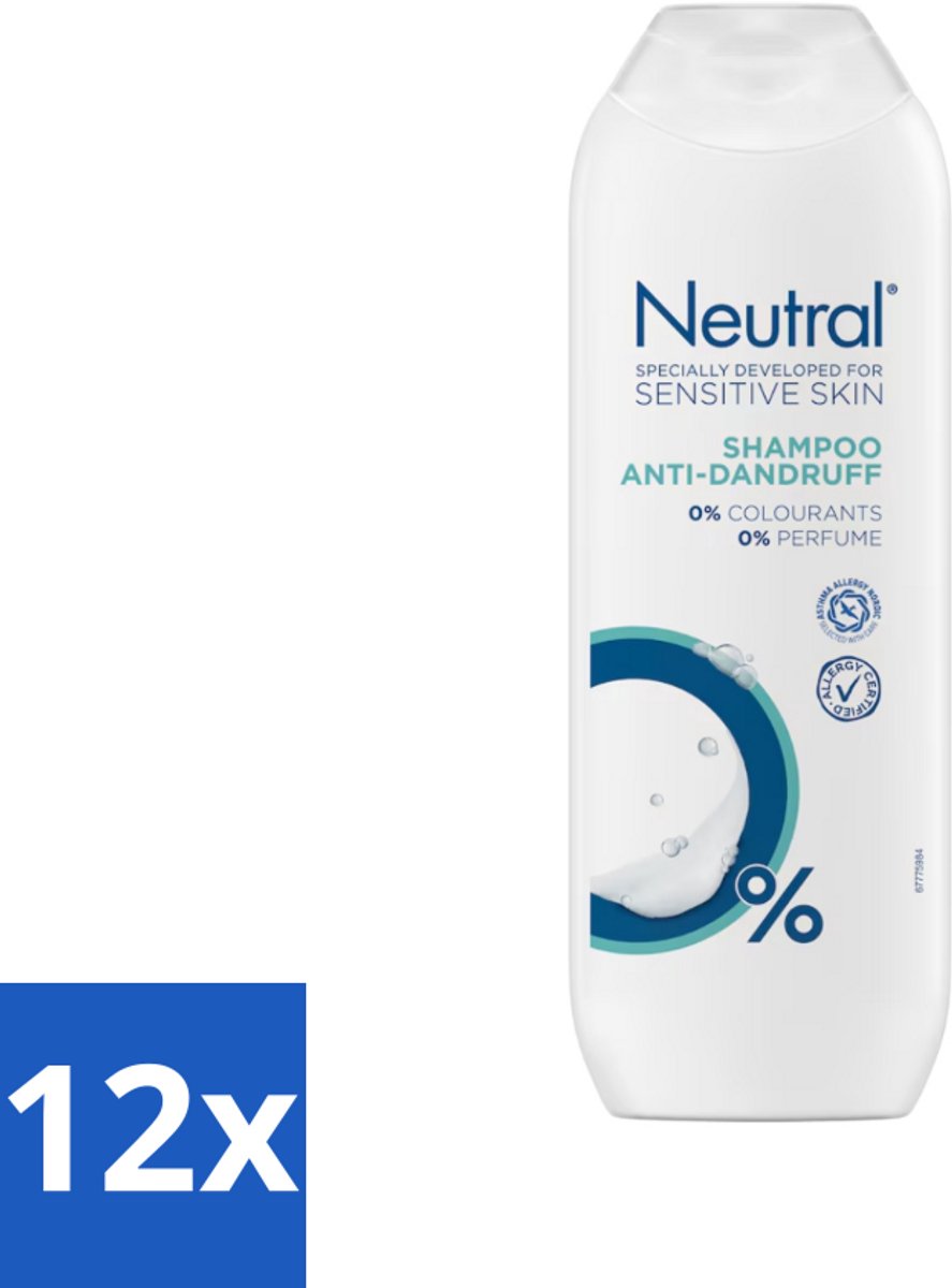 Neutral - Shampoo - Gevoelige Huid - Anti-Roos - 0% Kleurstof & Parfum - 250 ml - Voordeelverpakking - 12 stuks
