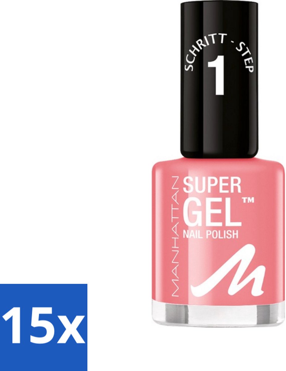 15 x MANHATTAN Cosmetics - Gel Nagellak - Super 240 Pop Princess Pink - Glanzend & Langdurig - 12 ml - Gel Nagellak - Super Gel Nagellak - 3d Gel Effect - Langdurige Nagellak - Pop Princess Pink
