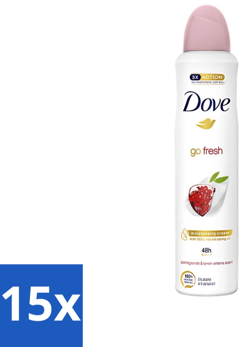 15 x Dove - Deodorant - Spray Go Fresh - Granaatappel - Fruitige geur - 250 ml - Dove Deodorant Spray - Granaatappel - Citroenverbena - Fruitige Geur - Anti-Transpirant