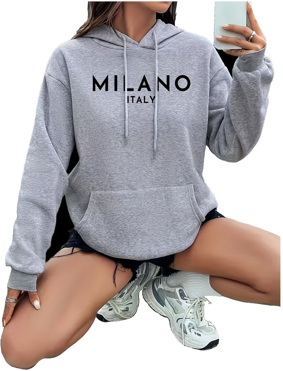 Currero Hoodie Dames Warme Hoodie Met Capuchon Comfortabele Sweater Casual Trui Pullover Damestrui Grijs
