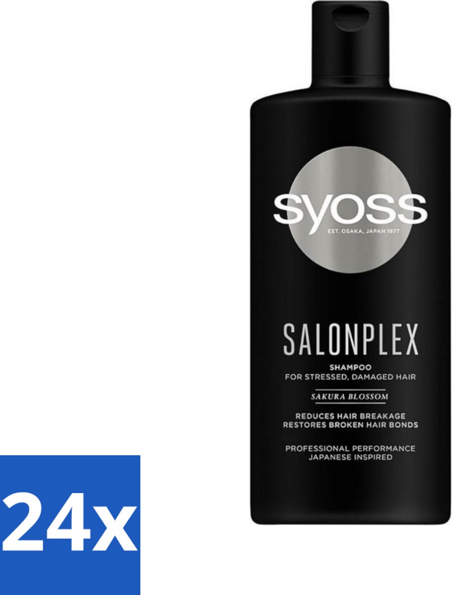 24 x Syoss Salonplex Shampoo - Shampoo - Bescherming - 440 ml - Haarschade - Haarbescherming - Haarversterking - Salonplex - Gekleurd Haar