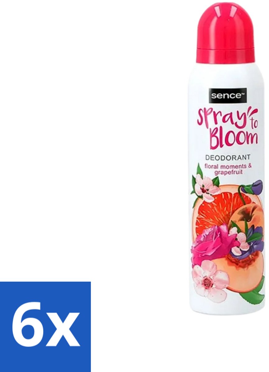 6 x Sence - Floral & Grapefruit - Deodorant - Fris & Fruitig - 150 ml - Sence Deodorant Floral Grapefruit - Fruitige Geur - Frisheid - Deodorant Voor Dames - Langdurige Bescherming