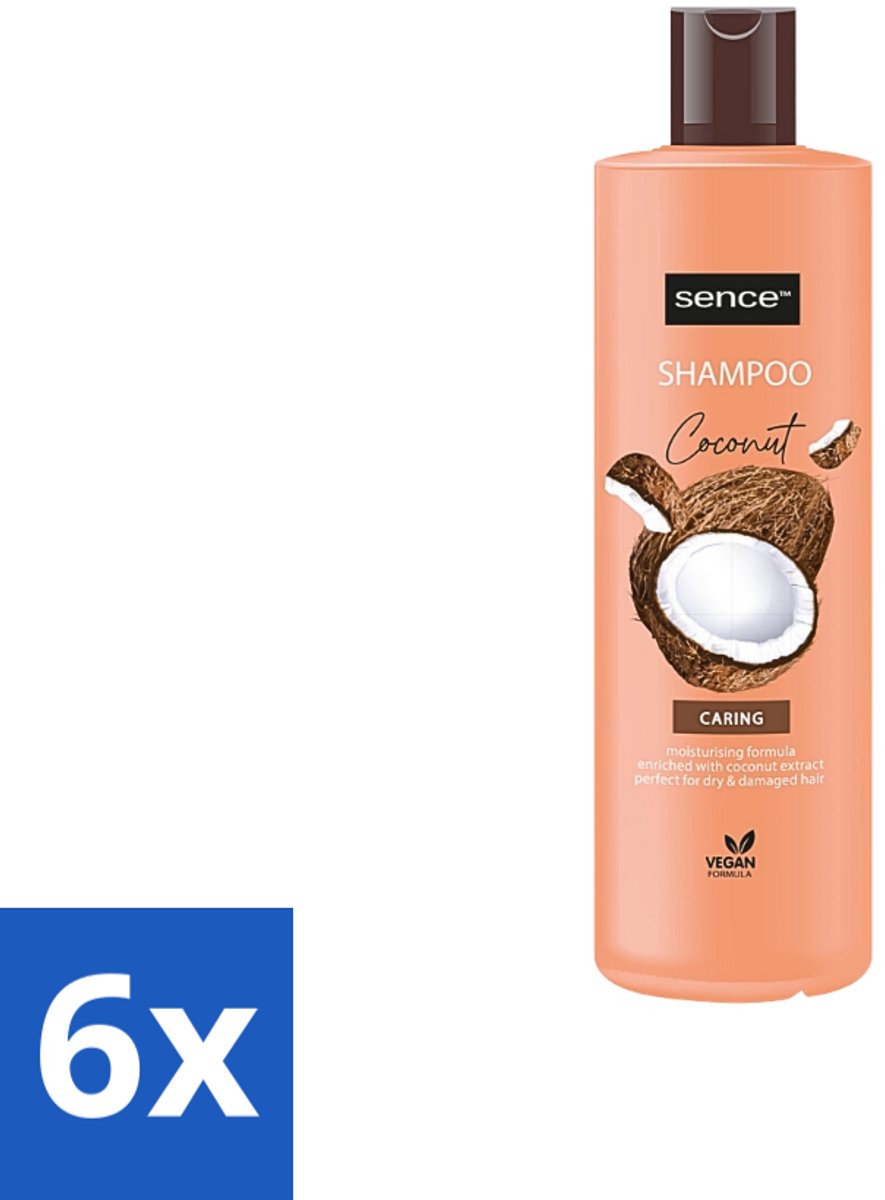 6 x Sence - Coconut - Shampoo - Verzorgend - 400 ml - Voordeelverpakking - Kokos Shampoo - Droog Haar Shampoo - Beschadigd Haar Shampoo - Glanzend Haar - Gezond Haar