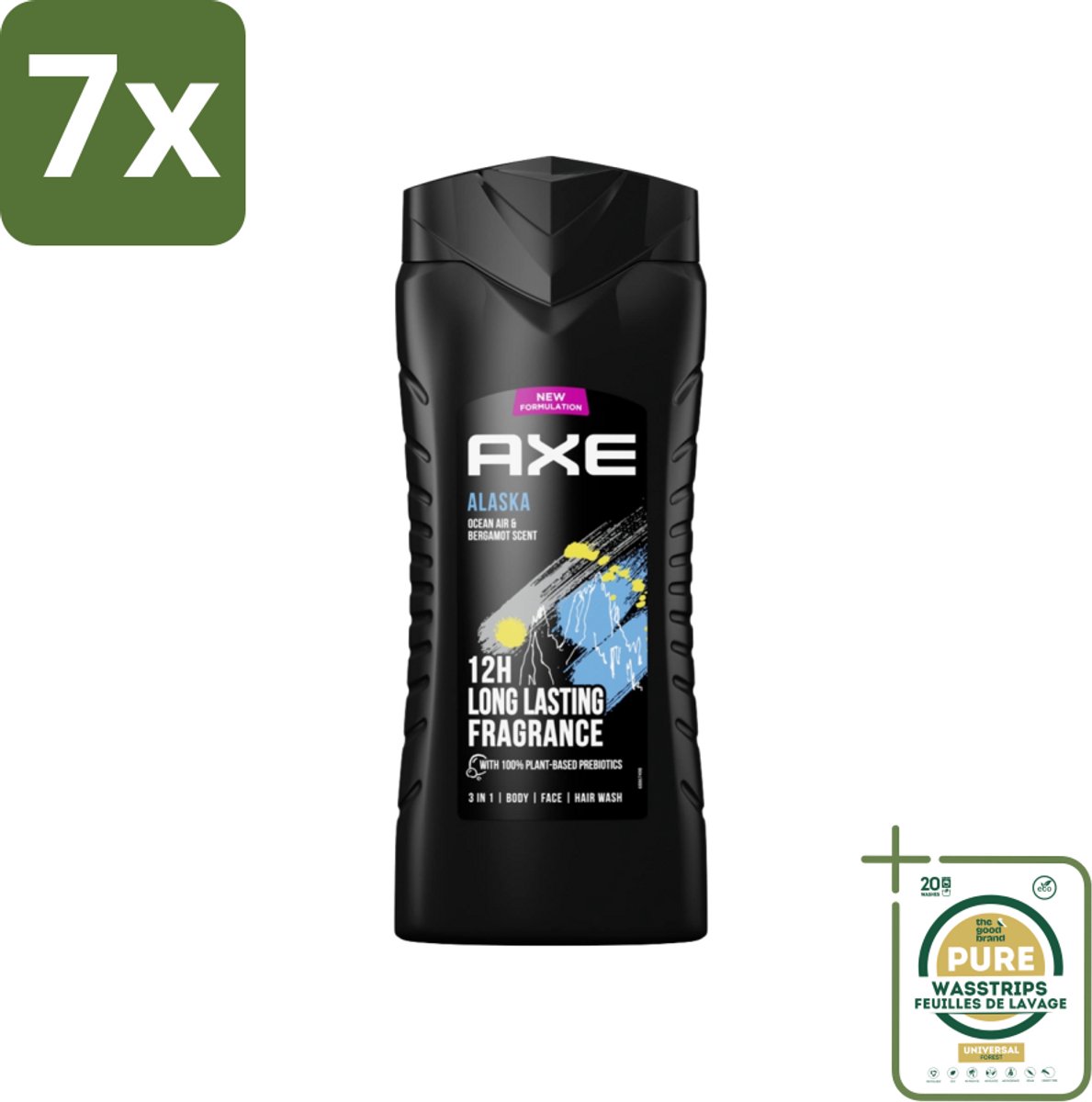 7 x Axe XL - 3-in-1 Douchegel - Alaska - Ocean Air & Bergamot - 12hrs Long Lasting Scent - 400 ml - Grootverpakking - Douchegel - Oceaanlucht - Bergamot - Frisheid - 3-in-1