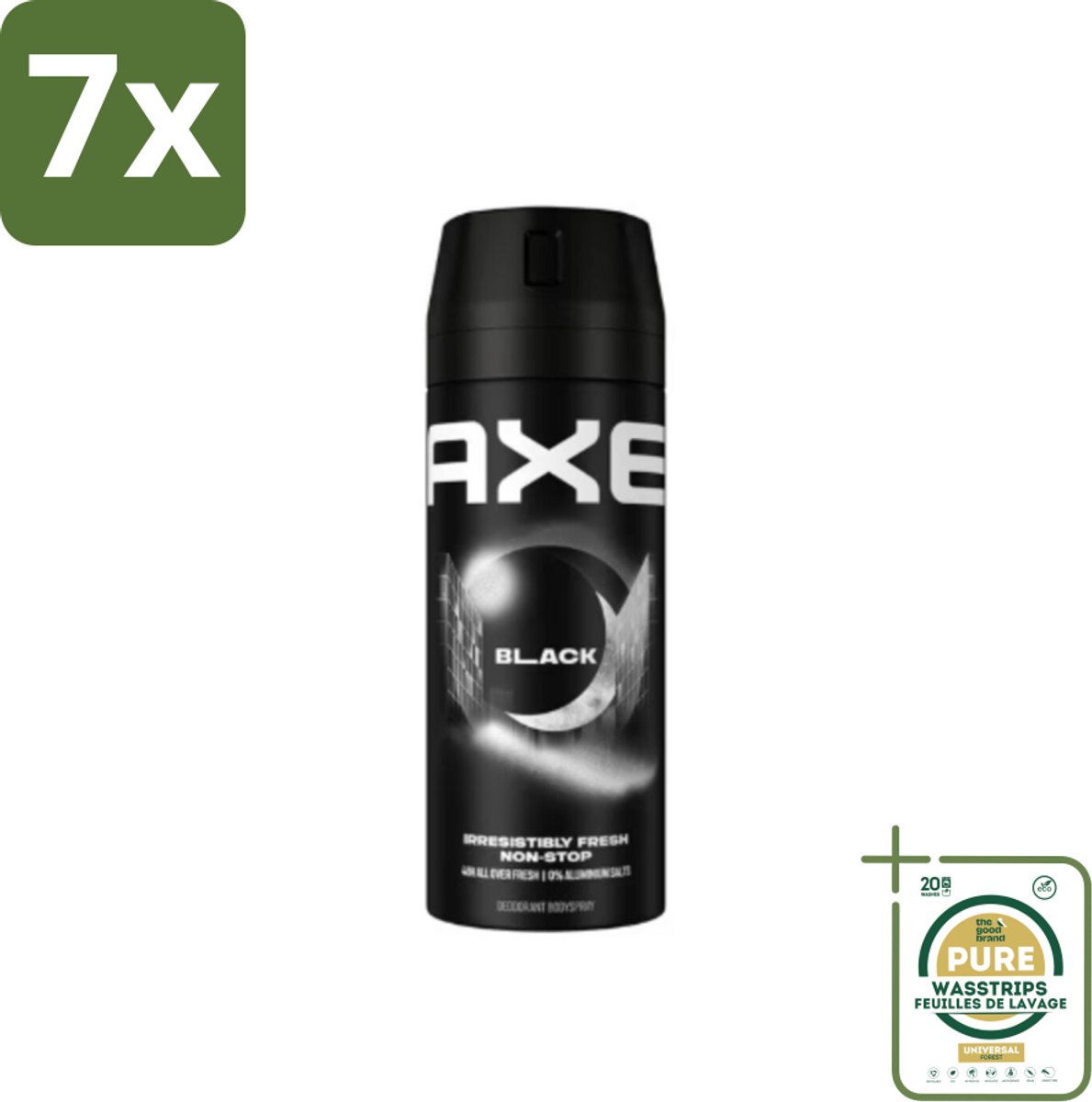 7 x Axe - Deodorant Bodyspray - 48hrs Fresh - Black - Frozen Pear & Cedarwoord - 150 ml - Grootverpakking - 48 Uur Bescherming - Deodorant Spray - Bevroren Peer - Cedarwood - 0% Aluminiumzouten