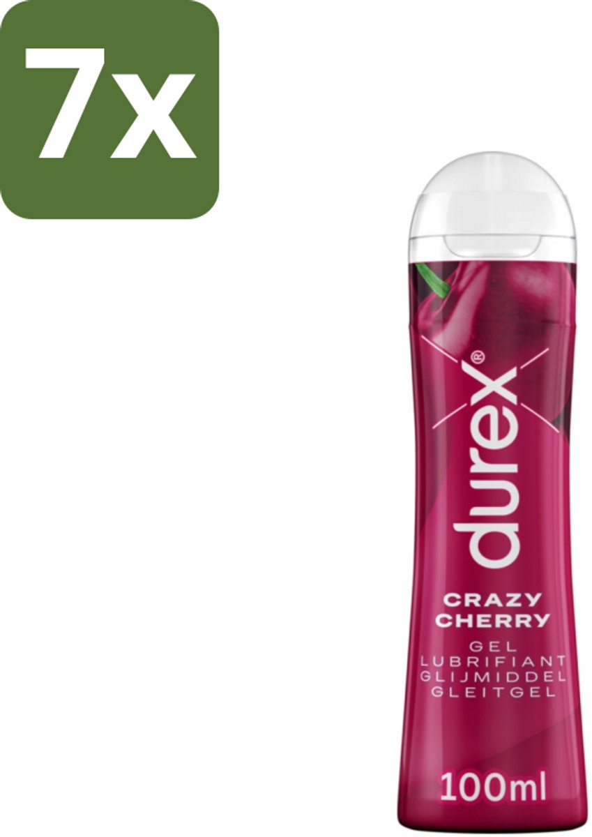 7 x Durex - Crazy Cherry - Glijmiddel - 100 ml - Lubrikeren - Intimate Gebruik - Waterbasis - Anal Seks - Orale Seks