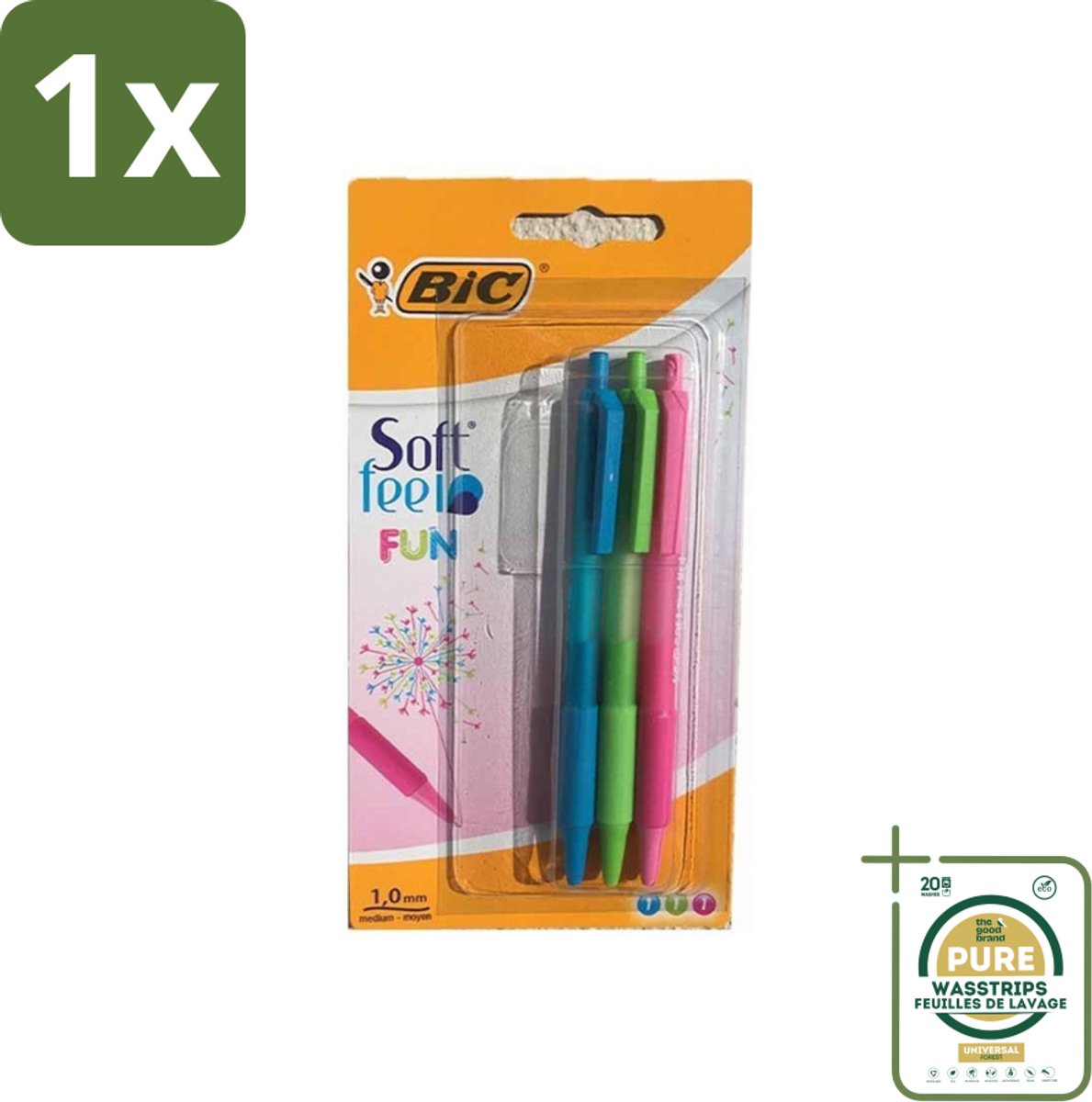 1 x BIC - Balpennen - Lichtgroen, Lichtblauw & Roze - Intrekbaar - 3 Balpennen- Balpen - Intrekbare Balpen - Schrijfpen - Schrijfervaring - Schrijfpen Voor School