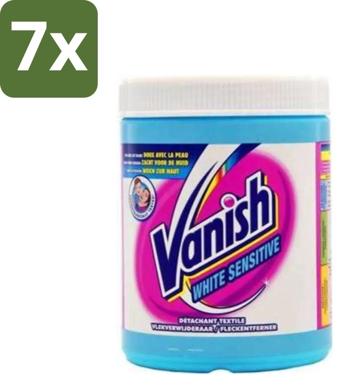 7 x Vanish White Sensitive - Vlekkenverwijderaar Poeder - Witte Was - 1125 Gram - Witte Was - Vlekverwijderaar - Gevoelige Stoffen - Witte Wasmiddel - Sensitive Was