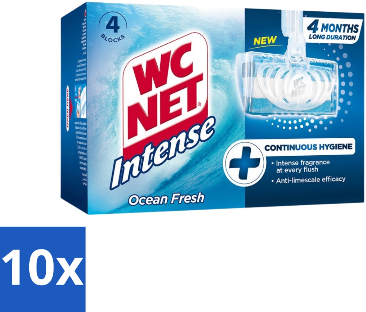 10 x WC Net - Toiletblok - Ocean Fresh - 4 Blokjes - Toiletblok - Zuurstof - Oceaangeur - Kalkaanslag - Hygiëne