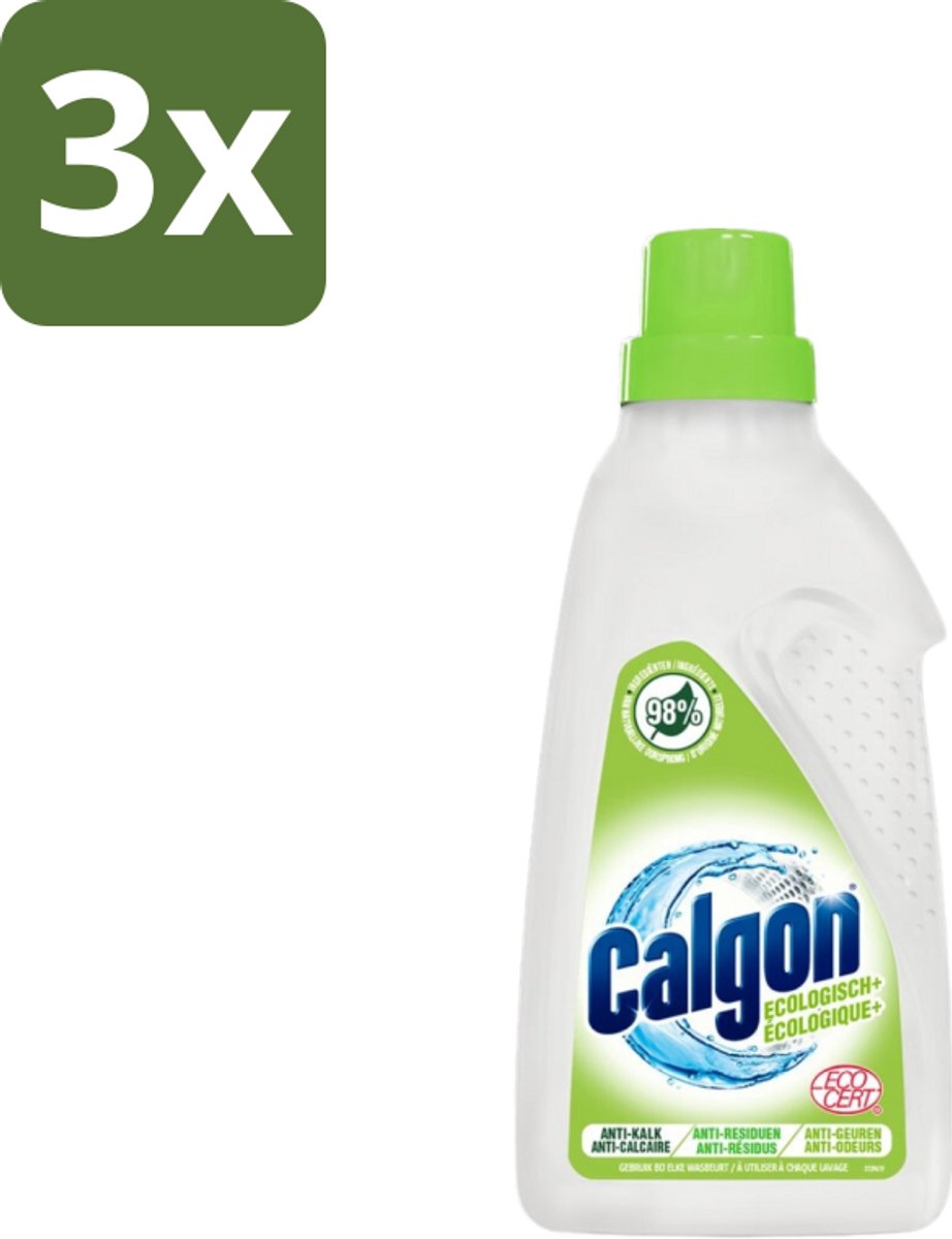 3 x Calgon - Wasmachinereiniger - Gel - 750ml - 15 Wasbeurten - Wasmachine Reinigen - Kalkaanslag Voorkomen - Wasmachine Schoon Houden - Wasmachine Beschermen - Wasmachine Efficiëntie