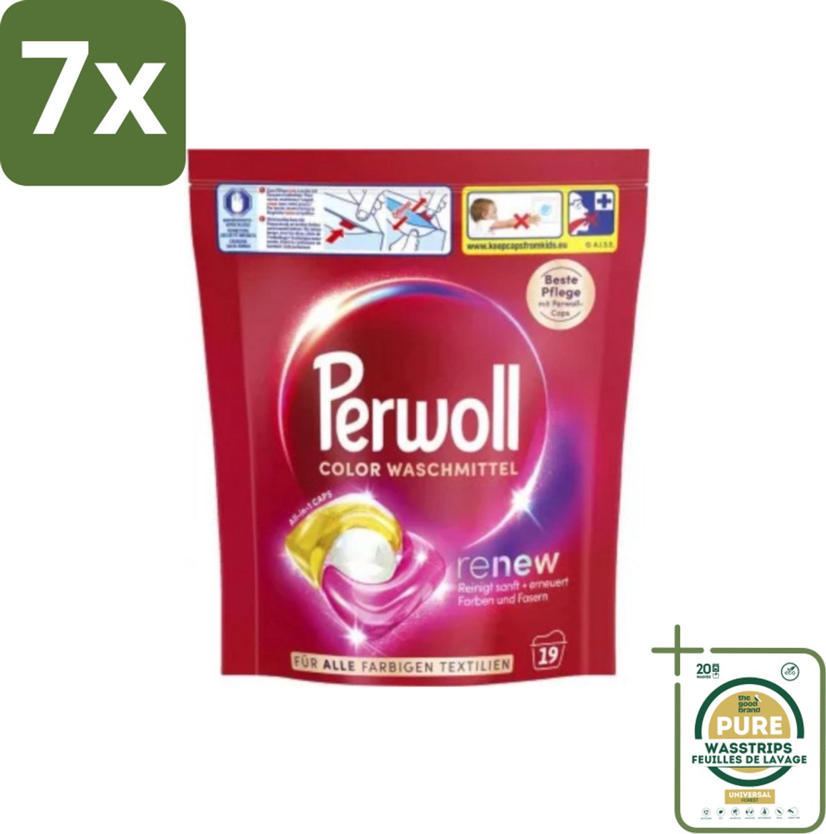 7 x Perwoll - Wasmachinecapsules - Lichte Was - 19 Wasbeurten - Grootverpakking - Wasmachinecapsules - Lichte Was - Wasbeurten - Reinigingscapsules - Wasmachine