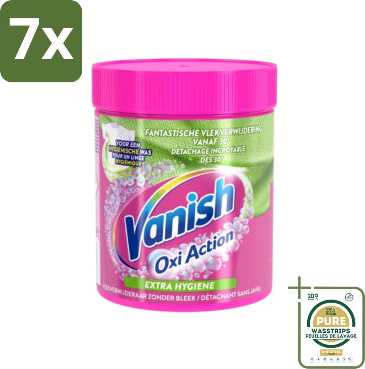 7 x Vanish Oxi Action - Extra Hygiene - Vlekkenverwijderaar Poeder - Zonder Bleek - Gekleurde Was - 470 Gram - Grootverpakking - Wasmiddel - Vlekverwijderaar - Hygiëne - Gekleurde Was - Wasbeurt