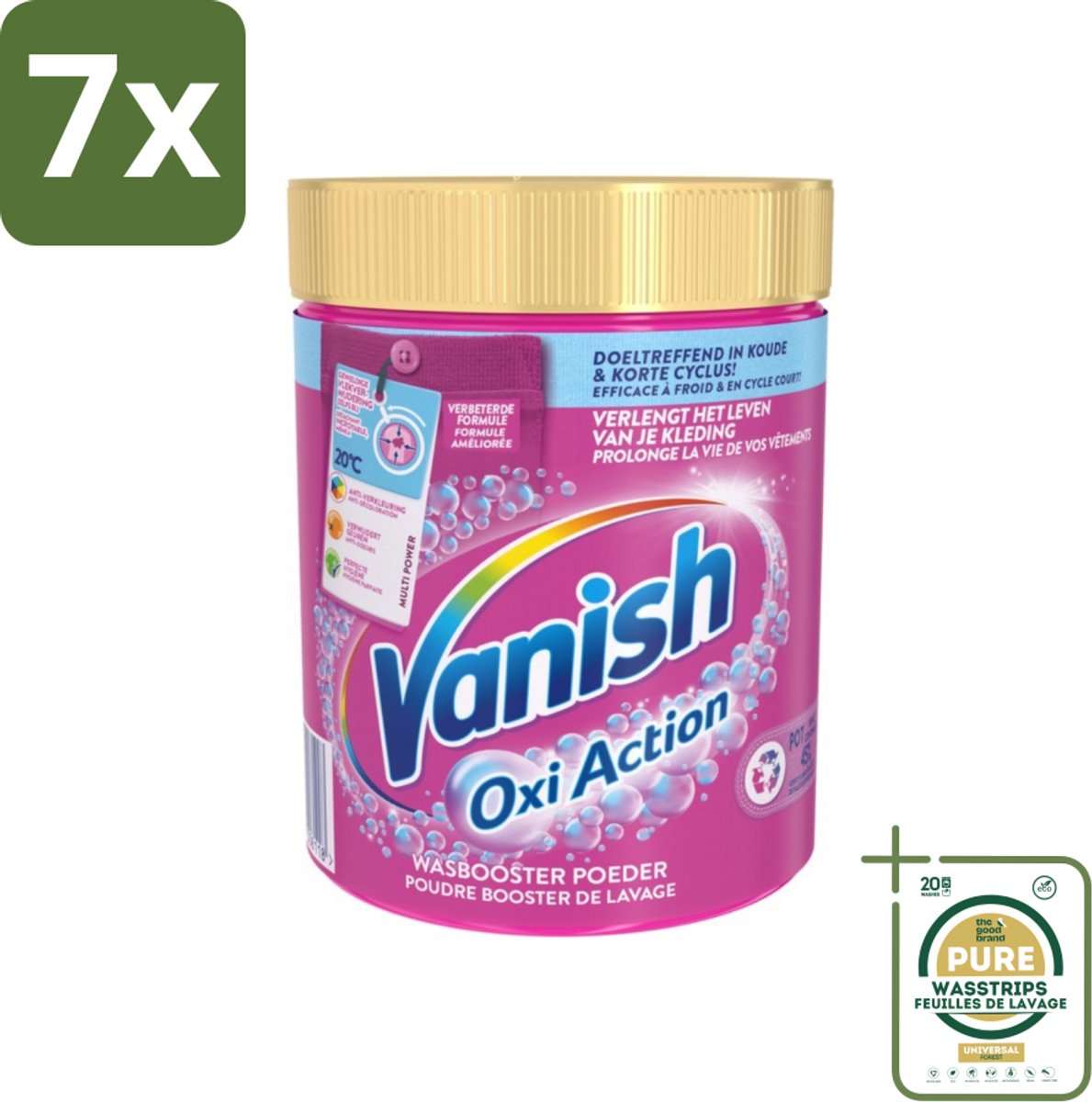 7 x Vanish Oxi Action - Vlekkenverwijderaar Poeder - Gekleurde Was - 1 Kg - Grootverpakking - Vlekkenverwijderaar - Wasbooster - Kleuroverdracht - Geurneutraliseren - Hygiëne