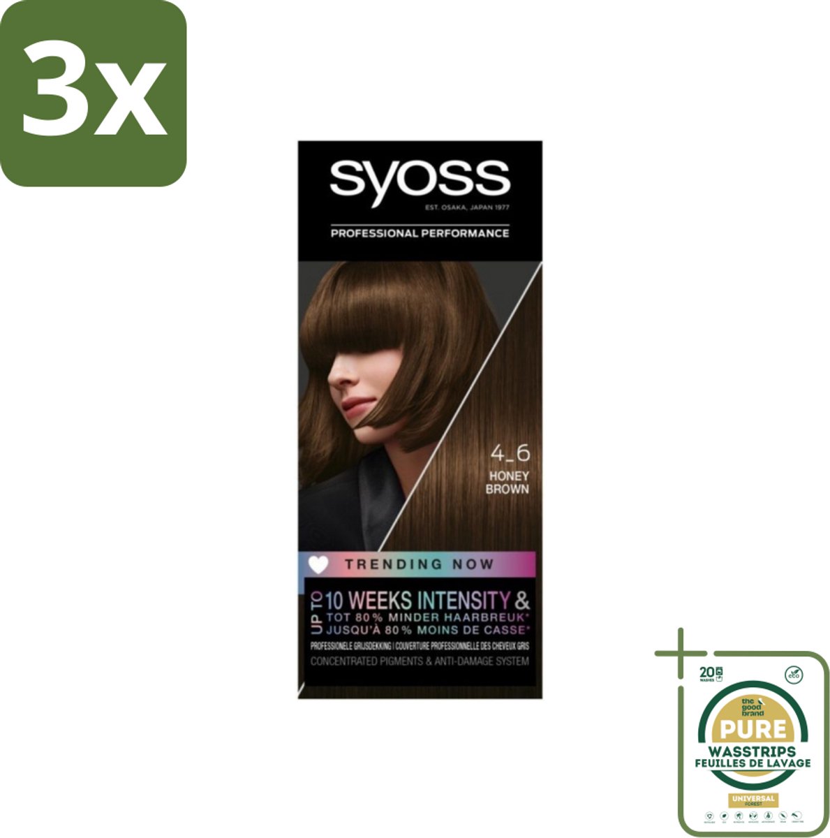 3 x Syoss - Haarverf - 4-6 Honey Brown - 1 Haarkleuring - Grootverpakking - Haarverf - Permanente Haarkleuring - Honingbruin - Haarverf 4-6 - Salonkwaliteit