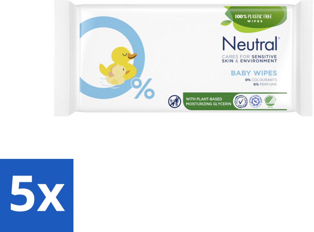 5 x Neutral Billendoekjes 52 doekjes - Baby Billetje Reinigen - Baby Handje Reinigen - Hypoallergene Doekjes - Zachte Doekjes - Veilige Baby Verzorging