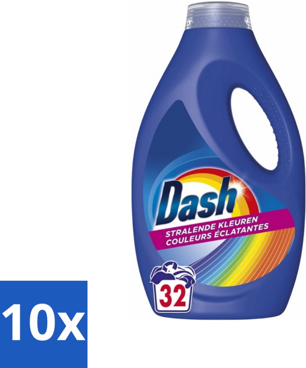 10 x Dash - Stralende Kleuren - Vloeibaar Wasmiddel - Gekleurde Was - 32 Wasbeurten - Wasmiddel Voor Gekleurde Kleding - Kleurbehoud - Stralende Kleuren - Vloeibaar Wasmiddel - Frisheid Wasmiddel