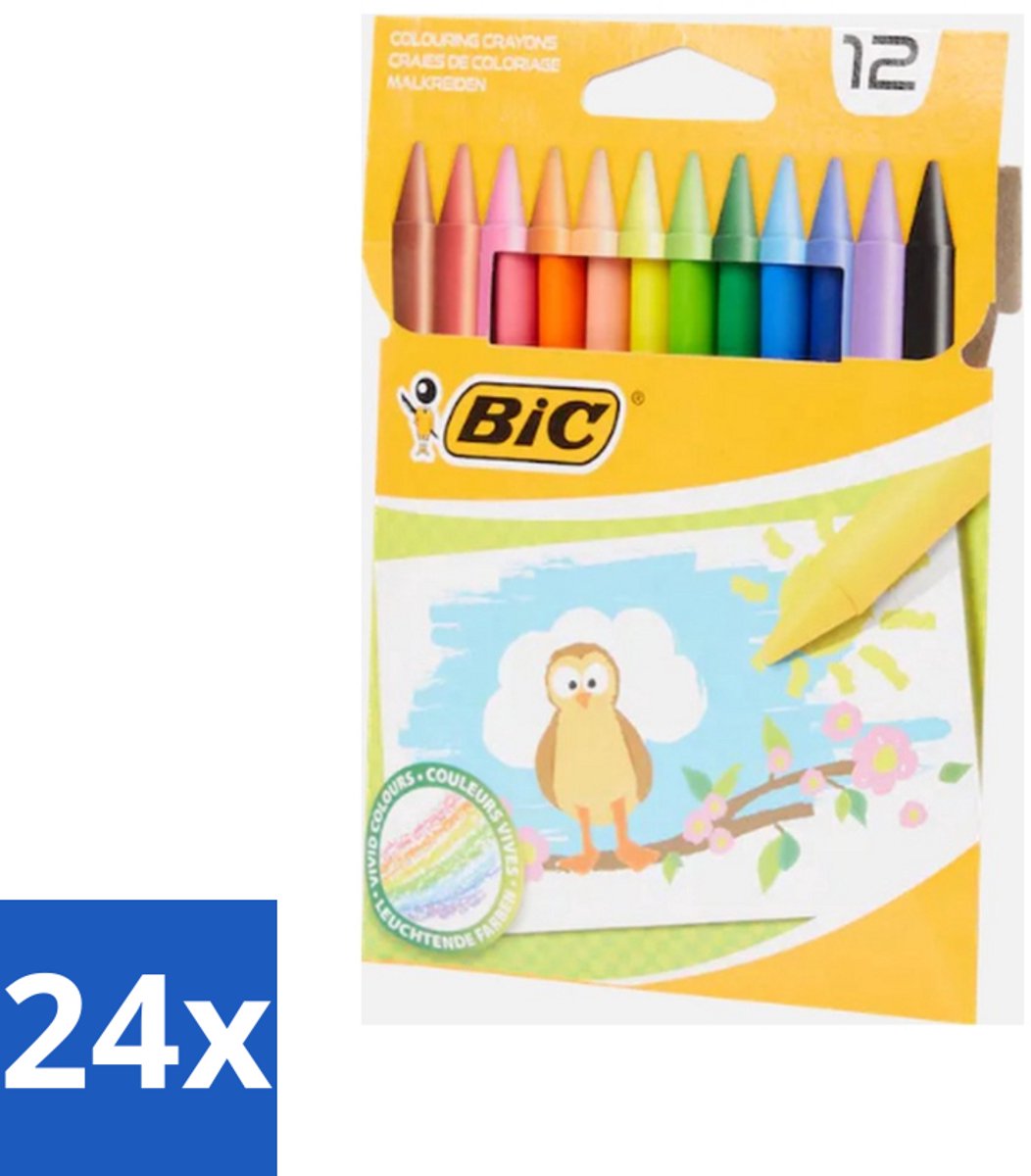 24 x BIC - Waskrijt - Diverse Kleuren - 12 Krijtjes - Kleurpotloden - Waskrijt - Tekenkrijt - Creatief Materiaal - Kinderkrijt