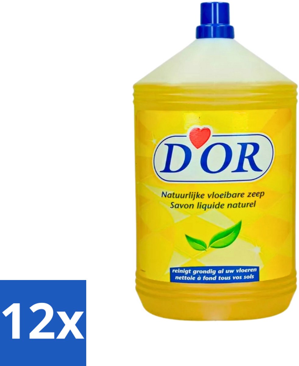 12 x D'Or - Natuurlijke Vloeibare Zeep - Voor Vloeren en Tegels - 5 liter - Vloerzeep - Vloeibare Zeep - Vloeren Schoonmaken - Natuursteen Vloeren - Vloerreiniger