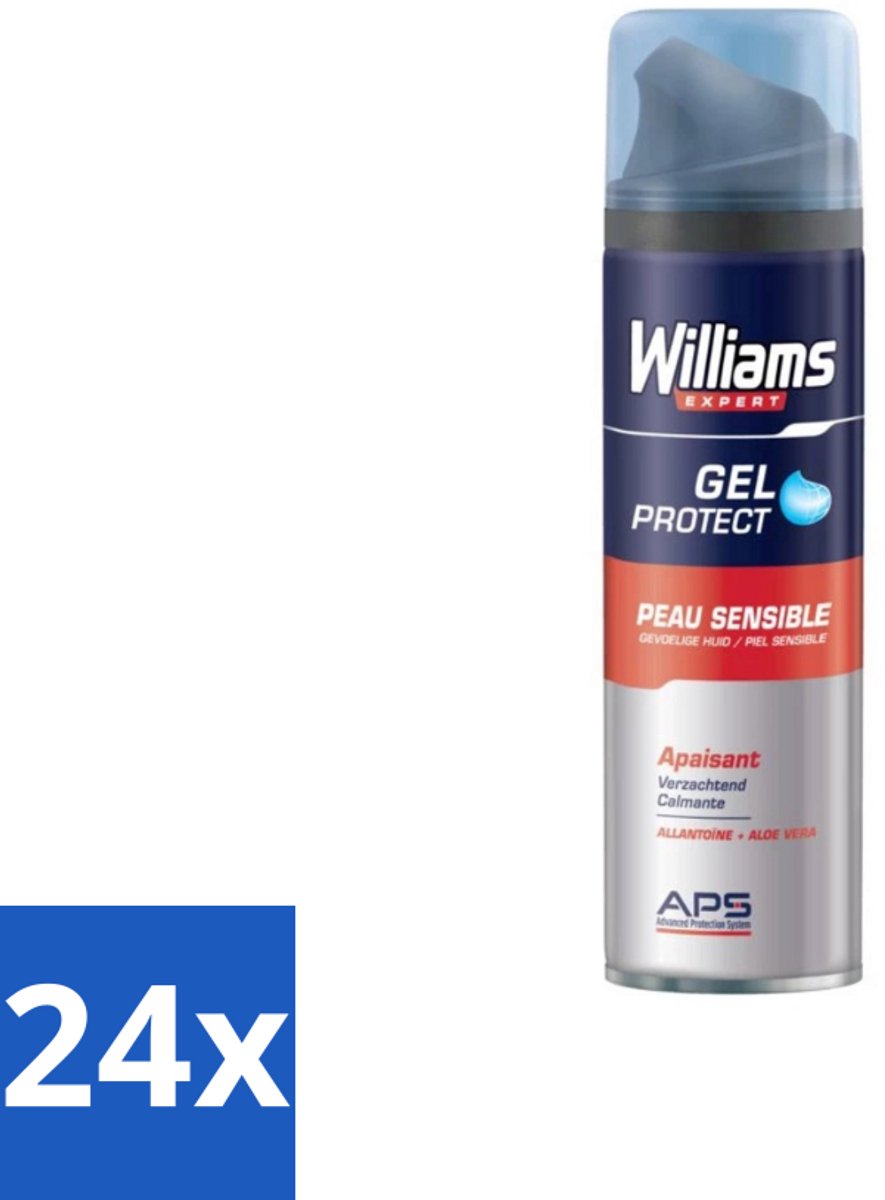 24 x Williams - Expert - Scheergel - Gevoelige Huid- 200 ml - Scheergel - Gevoelige Huid - Scheergel Voor Mannen - Scheergel Voor Vrouwen - Scheergel Zonder Irritatie