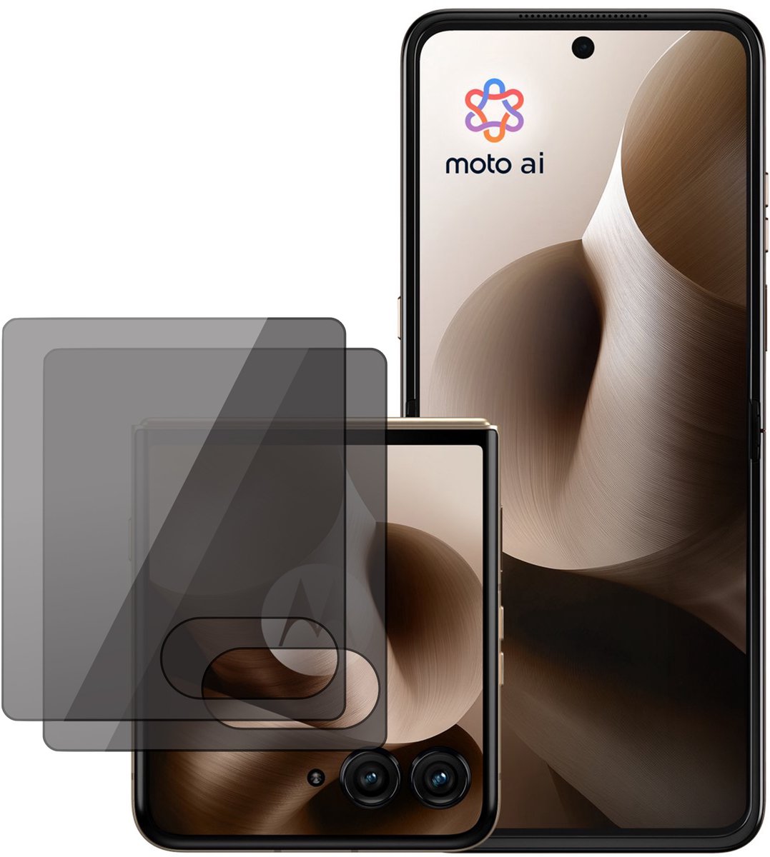 Privacy Screenprotector geschikt voor Motorola Razr 70 Plus / 50 Ultra – 2 Stuks – Full Cover Gehard Glas – Anti Inkijk – Privacy Filter