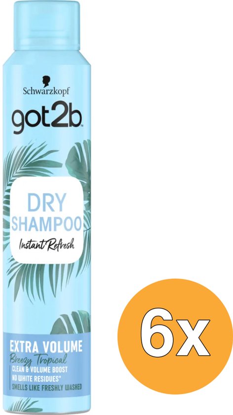 Aérosol bleu Got2b shampooing sec Extra Volume Breezy Tropical, 6x.