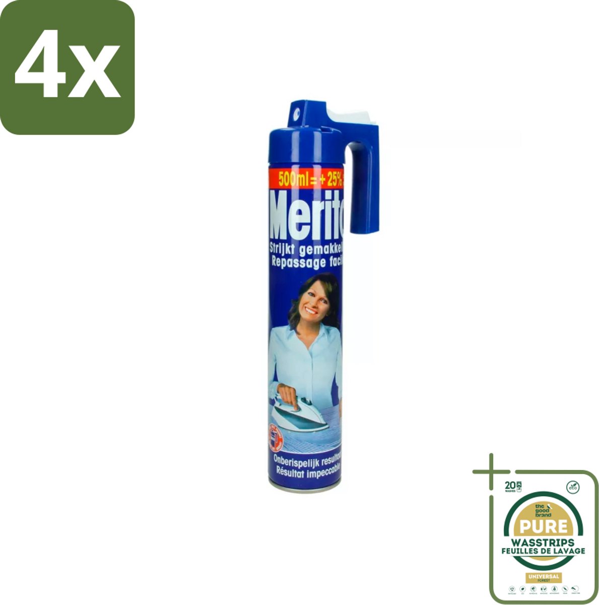 Merito - Strijkspray - 500 ml - Voordeelverpakking - 4 stuks - Strijken vergemakkelijken - Kleurenherstel