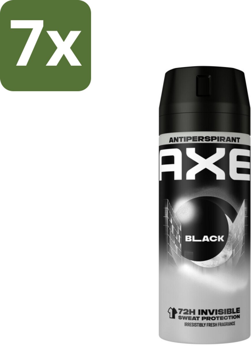 7 x Axe - Deodorant Spray - 72hrs Anti Sweat - Black - 150 ml - Anti Transpirant Spray - Zweet Bescherming - 72 Uur Bescherming - Citroen Geur - Munt Geur