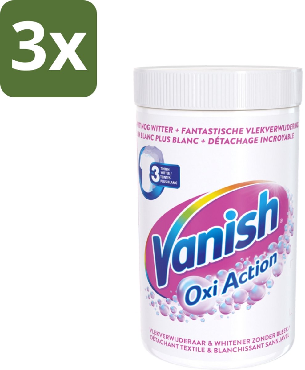 3 x Vanish Oxi Action - Vlekkenverwijderaar Poeder - Zonder Bleek - Witte Was - 1.5 Kg - Vlekverwijderaar - Witte Was - Poeder - Koud Water - Bleekvrij