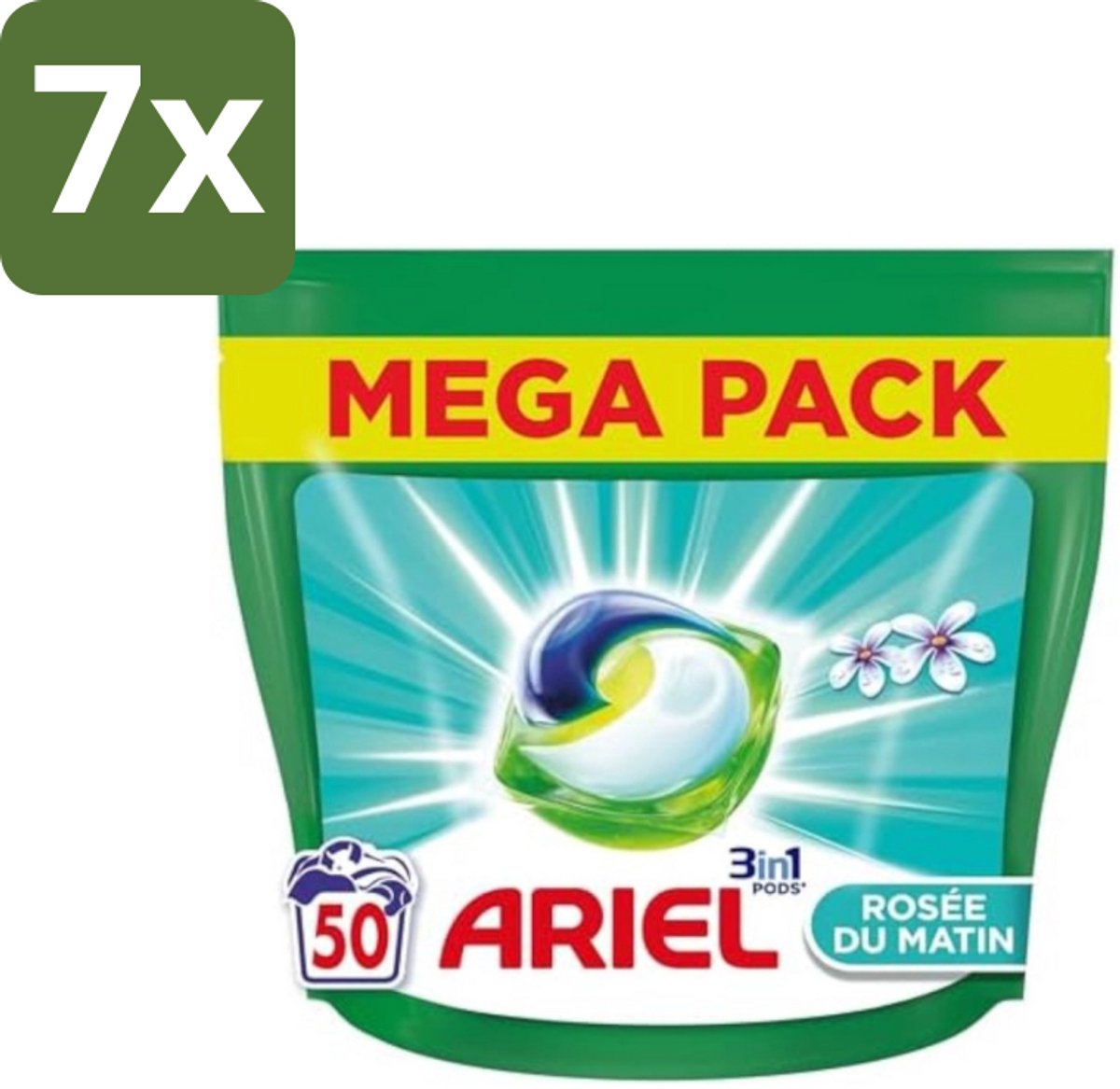7 x Ariel Original - Ochtenddauw - Wasmiddelcapsules - 3in1 Pods - Witte en Gekleurde Was - 50 Wasbeurten - Wasmiddelcapsules - 3in1 Pods - Ochtenddauw Was - Witte Was - Gekleurde Was
